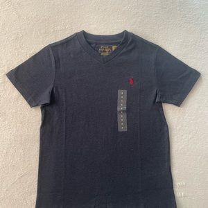 Polo Ralph Lauren Boys V-Neck Short Sleeve Shirt Blue New Sz 6